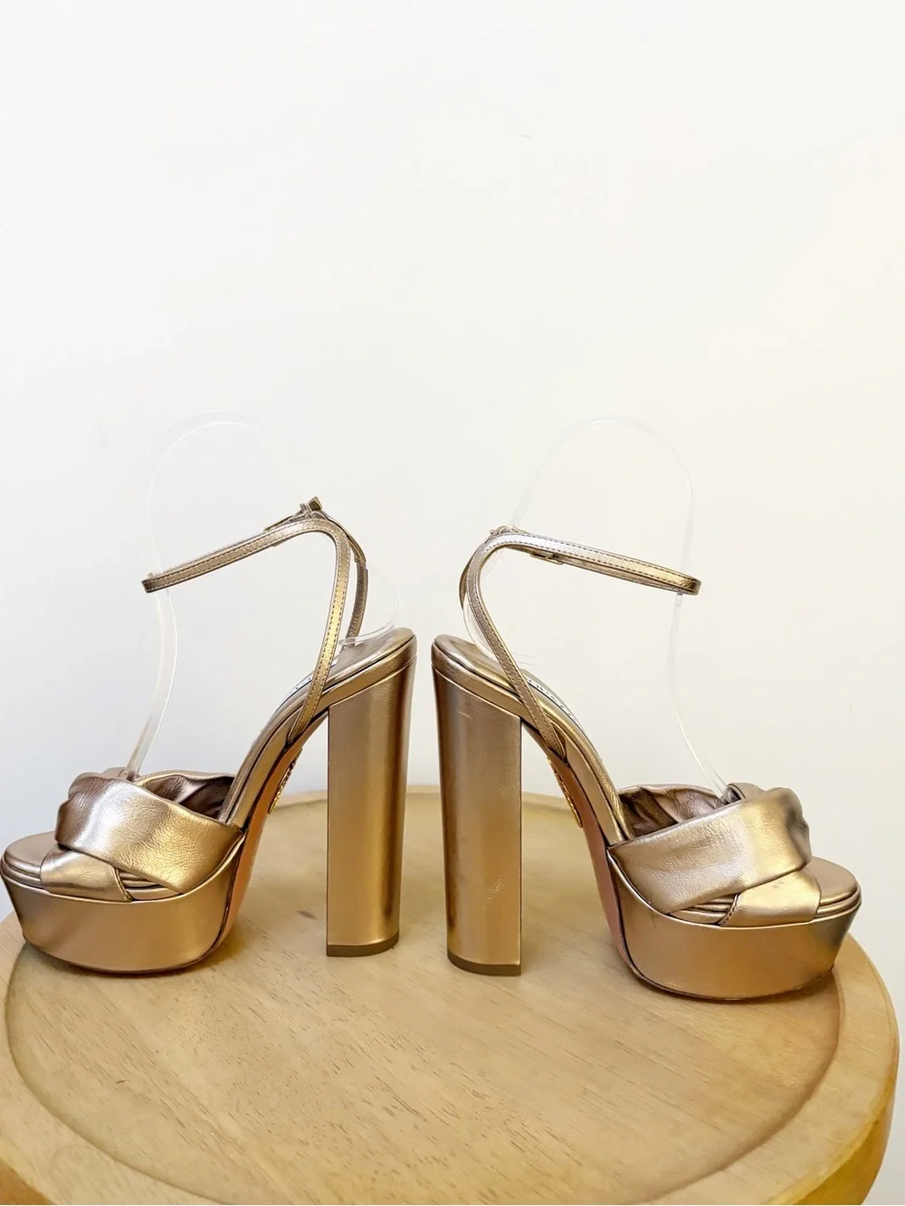 New Aquazzura Olie Plateau 140 Knotted Platform Heels